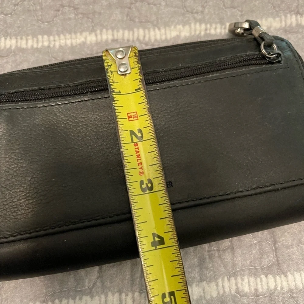 Vintage 90's Black Leather Long Zip Around Clutch Wallet